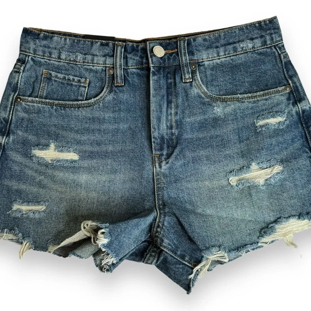 Blank NYC Womens Blue The Barrow Vintage High Rise Denim‎ Cut Off Shorts 28